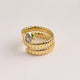White Zircon Drop-Shaped Open Ring (Gold)【Inner Diameter: 18mm】