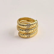 Micro Inlaid Zircon Thread Open Ring (Gold)【Inner Diameter: 16mm】