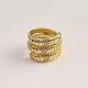 Micro Inlaid Zircon Thread Open Ring (Gold)【Inner Diameter: 16mm】