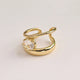 Oval Open-End Zircon Ring (Gold)【Inner Diameter: 18mm】