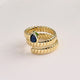 Blue Zircon Drop-Shaped Open Ring (Gold)【Inner Diameter: 18mm】
