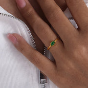 A494-Golden Green Glass Ring