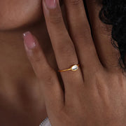 A494-Gold White Glass Ring